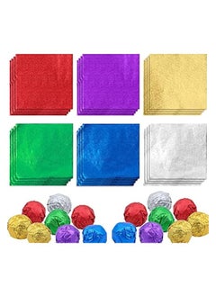 erorex 600 Pcs Square Aluminium Foil Candy Wrappers 6 Colors Chocolate Candy Wrappers Sugar DIY Candies Packaging Decor Homemade Caramel Wrappers Foil Wraps for Party Candy  - Image 1