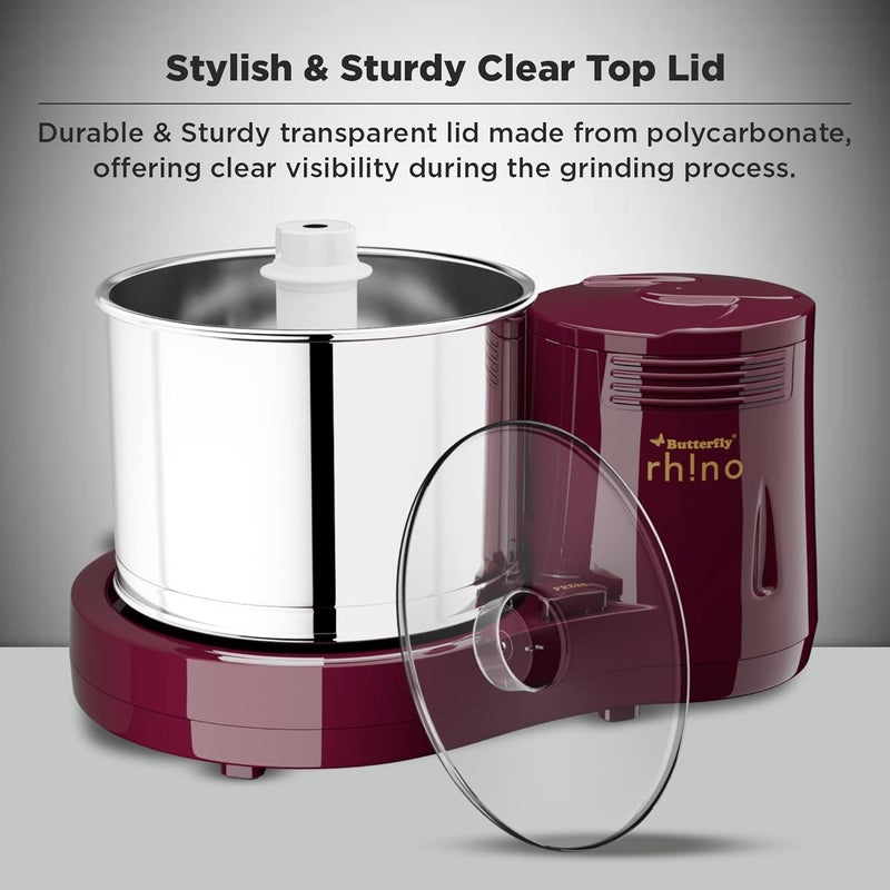 BUTTERFLY Rhino 2-Litre Table Top Wet Grinder (Grey) - Image 4
