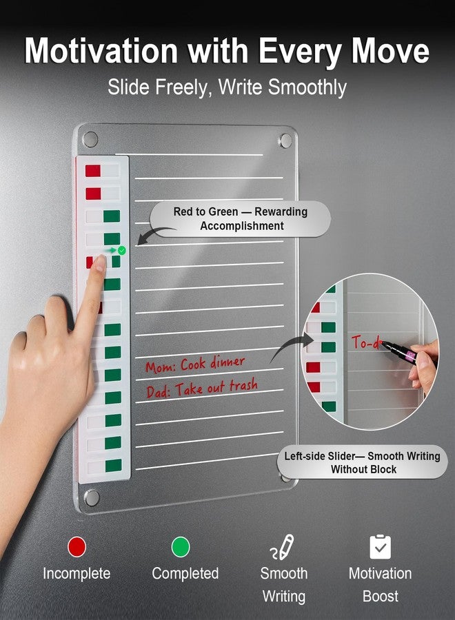 EliteSign Transparent Magnetic Chore Chart - Erasable Dry Erase Board Calendar for Fridge - Includes 5 Fine-Tip Markers & Adhesive Strips - to-Do List Planner for Home Organization - Image 3