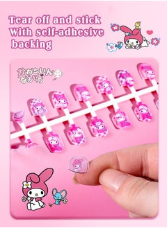 Sanrio 140-Piece False Nail Set, Kids Press on Nails Grils, Kids Makeup Toys, Self Adhesive  Nails, Multicolour  - Image 3