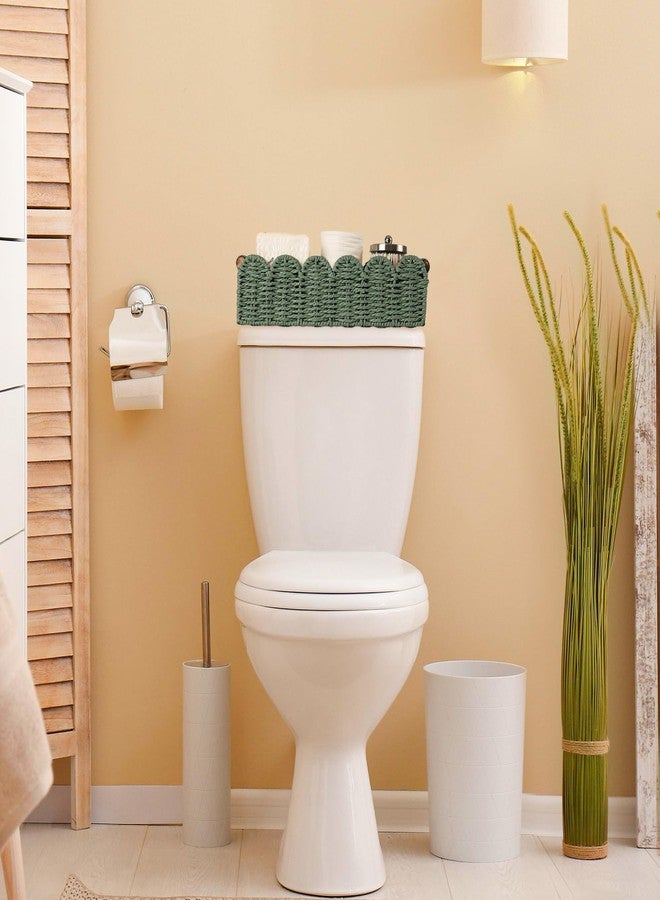HOSROOME Toilet Paper Storage Basket Bathroom Counter Organizer Wicker Baskets for Organizing Cute Basket for Bedroom Nursery Room Kitchen Bathroom Decor-Green - Image 3