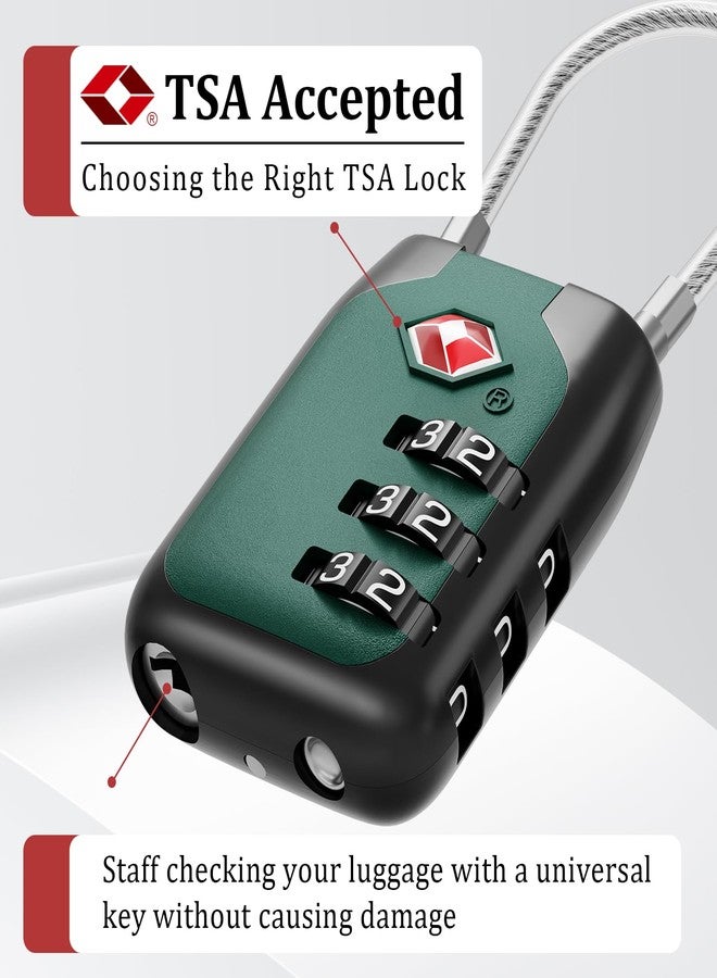 جوي واي قفل أمتعة معتمد من إدارة أمن النقل الأمريكية (TSA) من جوي واي، قفل كابل برقم سري مكون من 3 أرقام مع هيكل من سبيكة معدنية، أقفال سفر برقم سري للحقائب وحقائب الظهر وحقائب الجولف (أزرق مرجاني، عبوة من 4 قطع) - Image 2