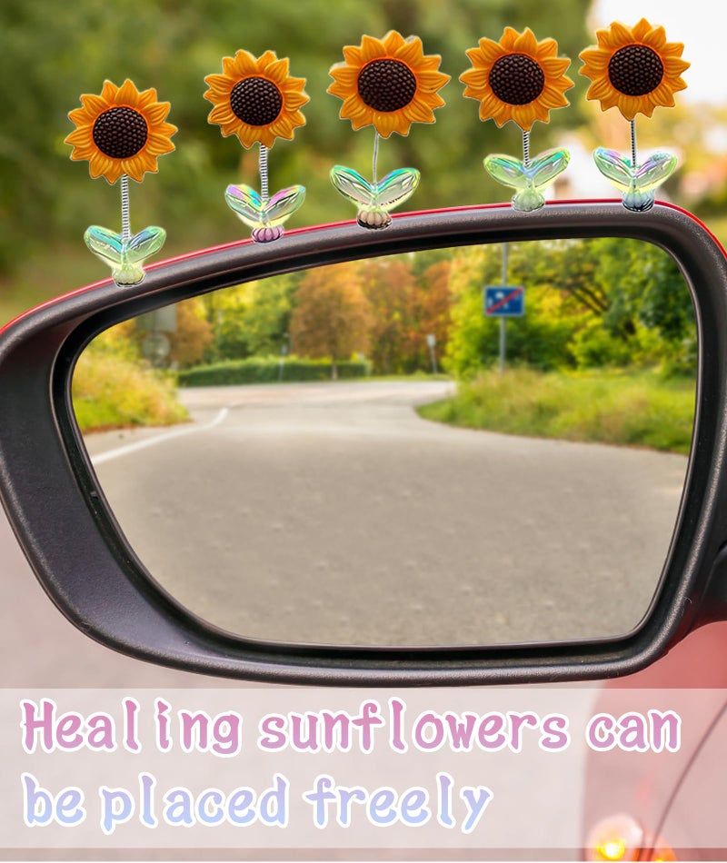 INOCEAN 11PCS Mini Sunflower For Car Dashboard, Vibrant Shaking Decor Set, Includes 5 Sunflowers And 6 Animal Figures, Perfect For Dashboard Decoration, Car Interior Accessories, Home And Office Desk Decor - Image 5