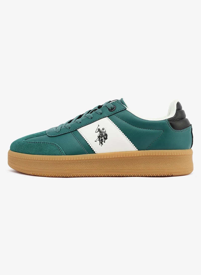 U.S. Polo Assn. Men's Green Low-Top Sneakers - Bold Stripped Design Shoes for that Unique Look