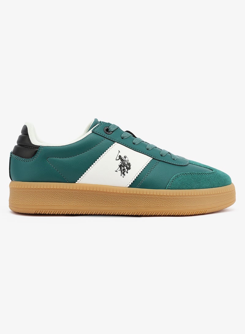 U.S. Polo Assn. Men's Green Low-Top Sneakers - Bold Stripped Design Shoes for that Unique Look - Image 1