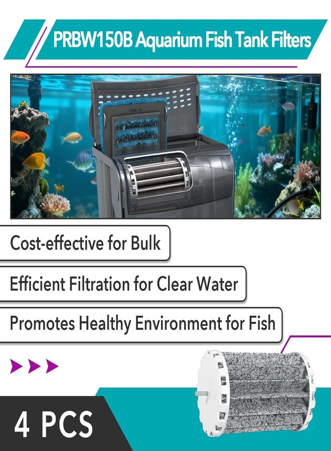 Joworthy 4 Pcs PRBW150B Aquarium Fish Tank Filters Compatible with Penguin Bio Wheel 150 Hang On Filters, Fits for 150B Assembly Biowheel Part - Image 2
