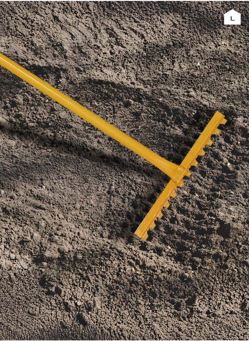LAWAZIM - Garden Rake - 1.2m, 12 Teeth - Heavy-Duty Soil Leveling Rake with Pointed Tines and Ergonomic Handle - Ideal for Lawn Care, Yard Work, Leaf Collection, Mulching, Gravel Spreading, and Debris Removal - Image 1