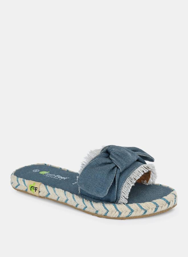 فريش فيت صندل مسطح مفتوح من الأمام بتفاصيل فيونكة ممزقة من فريش فيت - Image 4