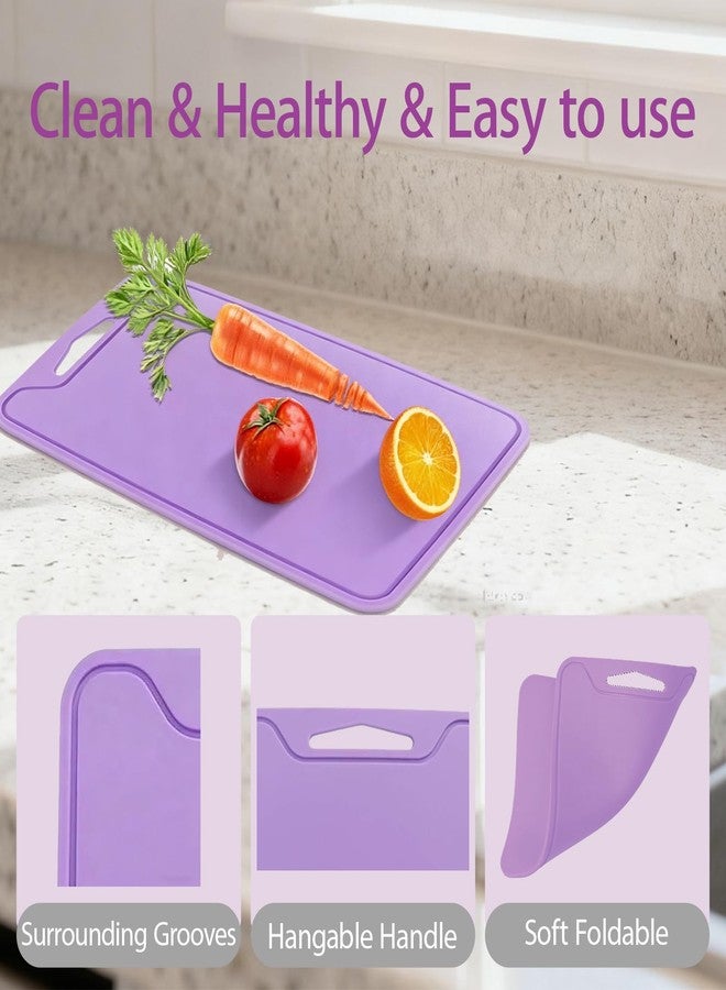 Jerliflyer Silicone Cutting Board,8.6 * 11.8in BPA Free Flexible Kitchen Chopping Board for Meat, Vegetables and Fruit,Dishwasher Safe(Light Purple) - Image 3