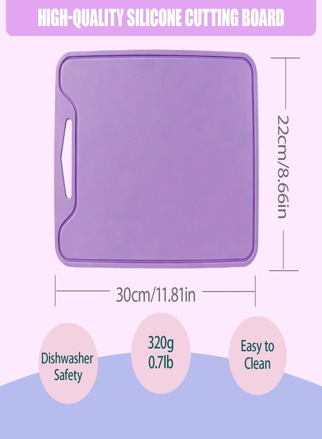 Jerliflyer Silicone Cutting Board,8.6 * 11.8in BPA Free Flexible Kitchen Chopping Board for Meat, Vegetables and Fruit,Dishwasher Safe(Light Purple) - Image 4