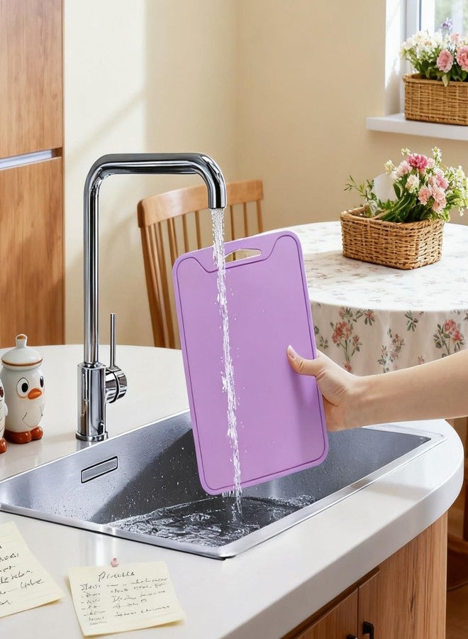 Jerliflyer Silicone Cutting Board,8.6 * 11.8in BPA Free Flexible Kitchen Chopping Board for Meat, Vegetables and Fruit,Dishwasher Safe(Light Purple) - Image 5