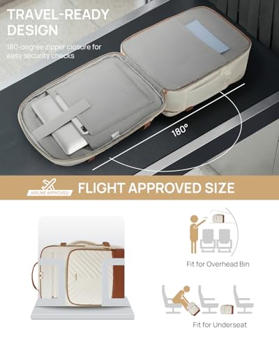 Telena Travel Backpack for Women 173 inch Laptop TSA Carry On Personal Item Size Flight Approved Travel Bag Daypack with MultiPockets for Work Travel Business BeigeBrown - Image 3