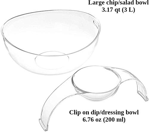 Roe & Moe Chip and Dip Acrylic Bowl Set (3L main bowl, 200ml clip-on dipping bowl) - Image 2