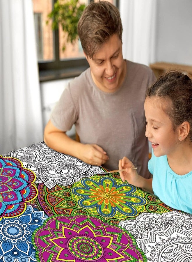 Tevxj 2 Pack Giant Mandala Coloring Posters 39" x 26" Jumbo Mandala Coloring Page for Kids Teens Adults Large Coloring Tablecloth Huge Art Craft Activity for Spring Classroom Wall Party Supplies Favor - Image 5