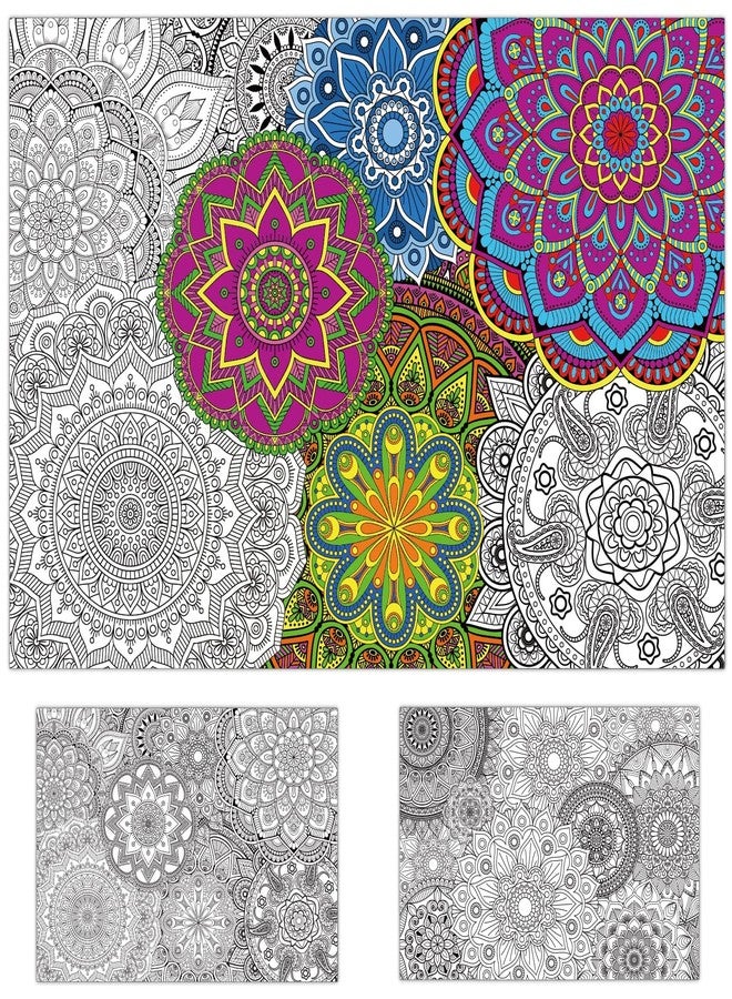Tevxj 2 Pack Giant Mandala Coloring Posters 39" x 26" Jumbo Mandala Coloring Page for Kids Teens Adults Large Coloring Tablecloth Huge Art Craft Activity for Spring Classroom Wall Party Supplies Favor - Image 1