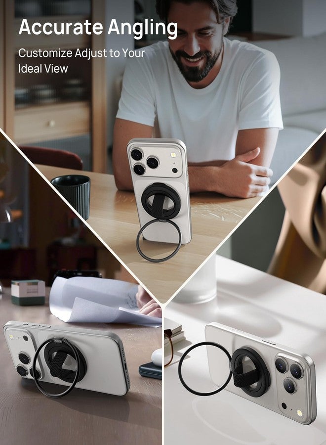 SODI Cell Phone Ring Holder with Finger Strap, Detachable Finger Strap Magnetic Phone Grip, Strong Magnet Phone Grip Compatible with iPhone 17 16 15 14 13 12 Series, Black - Image 4
