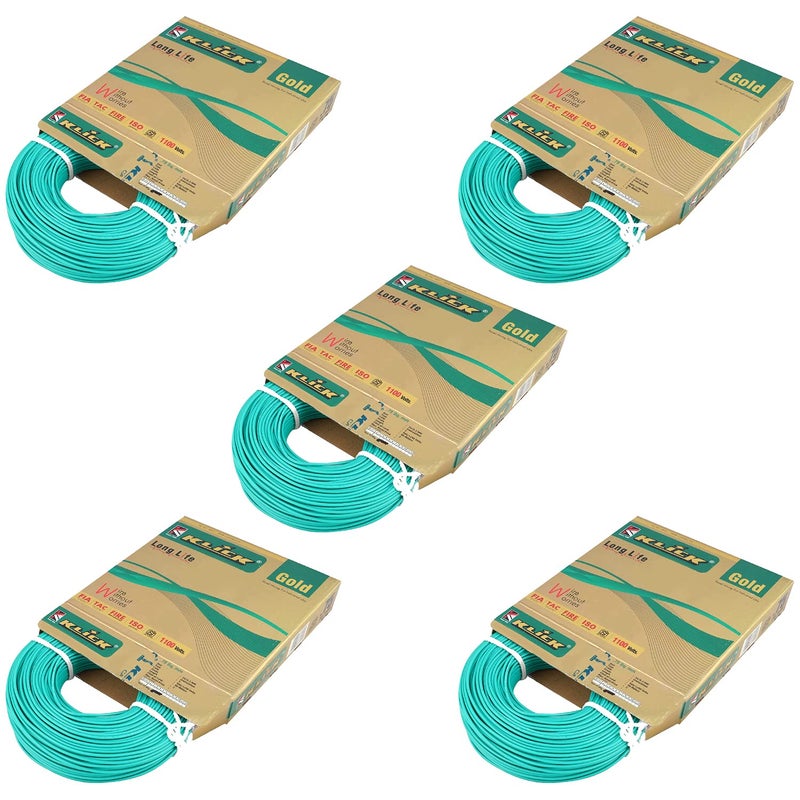 KLICK KLICK Copper Wire with Triple Layer PVC Coating Single Core Flexible Electric Cable for Domestic Industrial Connections 075mm 90m Long Aqua Green 5 Pcs  - Image 1