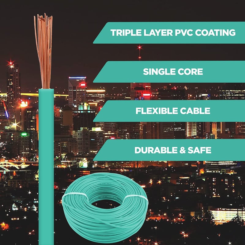 KLICK KLICK Copper Wire with Triple Layer PVC Coating Single Core Flexible Electric Cable for Domestic Industrial Connections 075mm 90m Long Aqua Green 5 Pcs  - Image 5