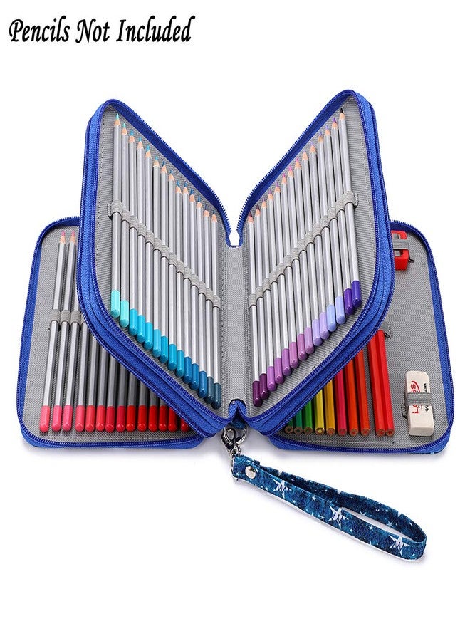 BTSKY Zippered Pencil Case-Canvas 72 Slots Handy Pencil Holders with Printing Pattern for Prismacolor Watercolor Pencils, Crayola Colored Pencils, Marco Pencils Blue Stars - Image 5