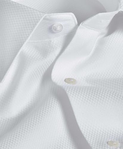 David Donahue Men's Trim Fit Dobby Weave French Cuff Formal Shirt, White, 18 x 36/37 - Image 2