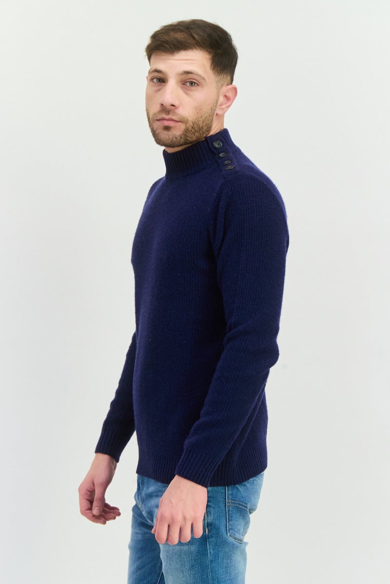 GAS سويت شيرت محبوك برقبة مزيفة للرجال، كحلي - Image 2