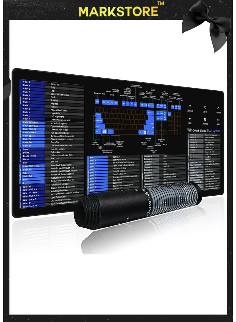 مارك ستور وسادة ماوس كبيرة ممتدة XXL، وسادة ماوس اختصار المكتب، وسادة ماوس كمبيوتر ممتدة/سجادة مكتب بحواف مخيطة لنظامي التشغيل Windows وMac المزدوجين (900 × 400 مم) - Image 1