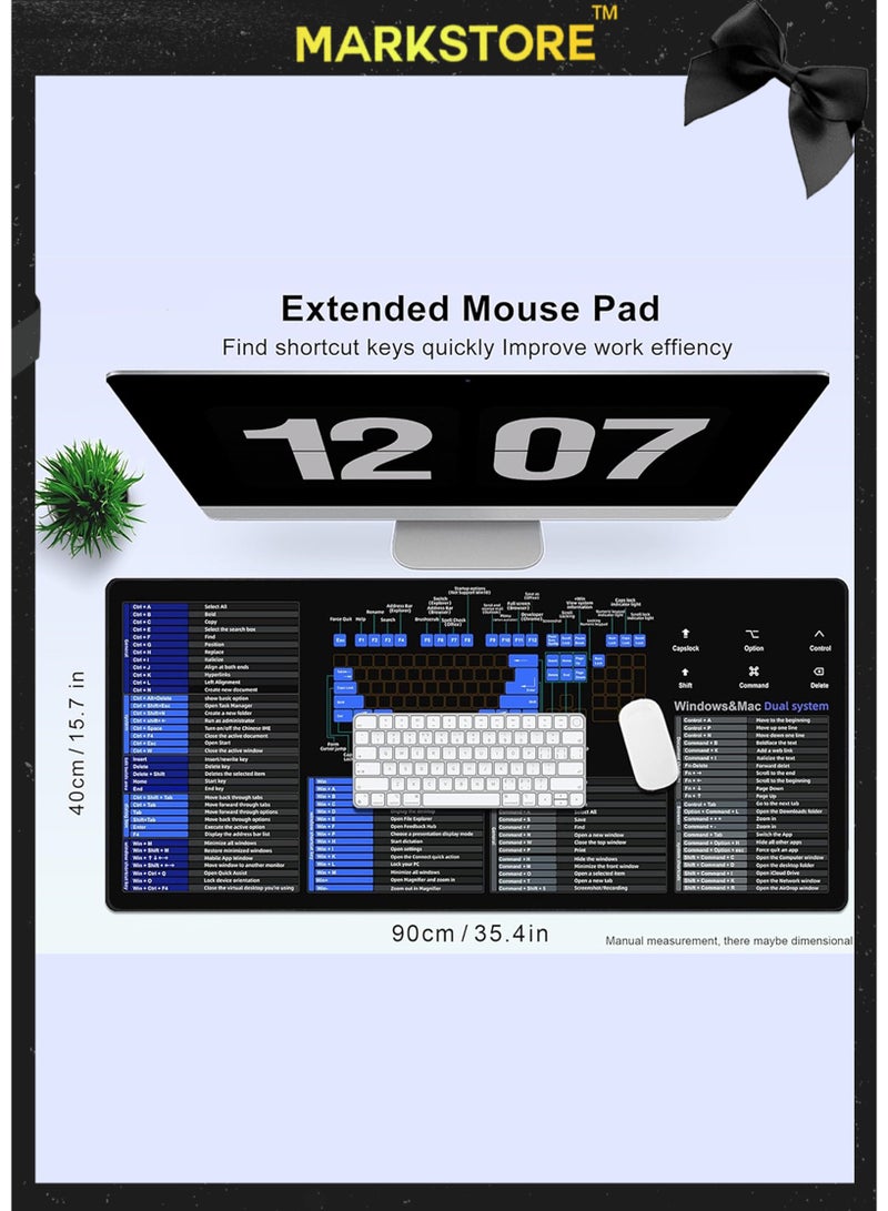 مارك ستور وسادة ماوس كبيرة ممتدة XXL، وسادة ماوس اختصار المكتب، وسادة ماوس كمبيوتر ممتدة/سجادة مكتب بحواف مخيطة لنظامي التشغيل Windows وMac المزدوجين (900 × 400 مم) - Image 3
