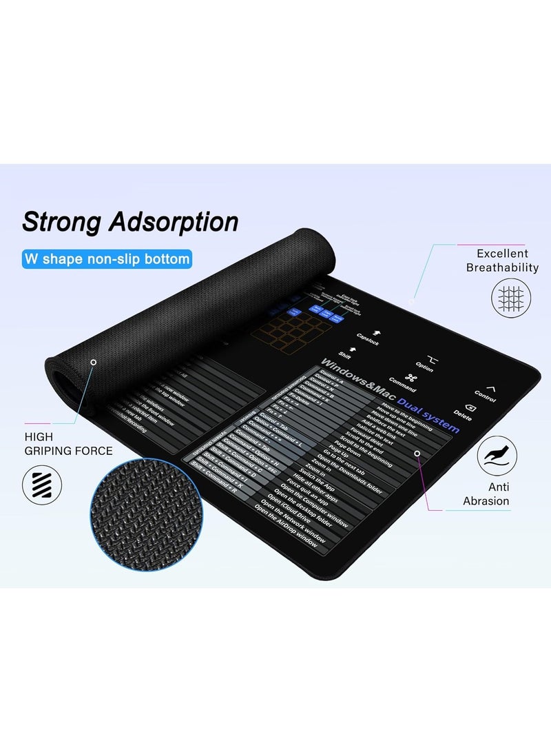 MARK STORE Extended Large Mouse Pad XXL, Office Shortcut Mouse Pad, Extended Computer Mouse Pad/Desk Mat with Stitched Edges for Windows & Mac Dual System (900x400mm)  - Image 2