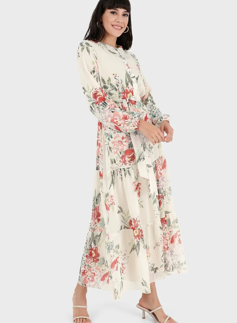 Refka by modanisa Floral Tiered Dress