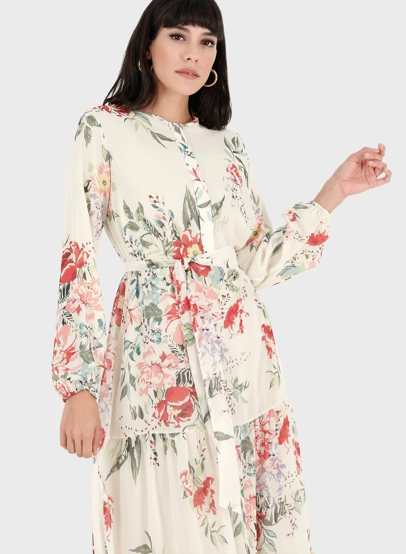 Refka by modanisa Floral Tiered Dress