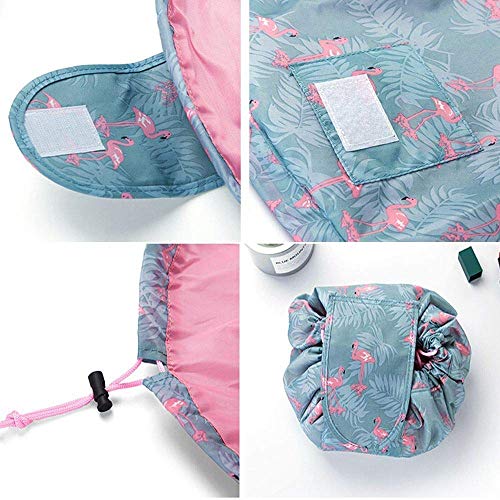 crownish Polyester Women's Convenient and Waterproof Multifunction Portable Lazy Travel Cosmetic Storage Makeup Organizer Toiletry Bag with Drawstrings (Grey Duck) 25.5 x 18 x 10.5 cm - Image 4