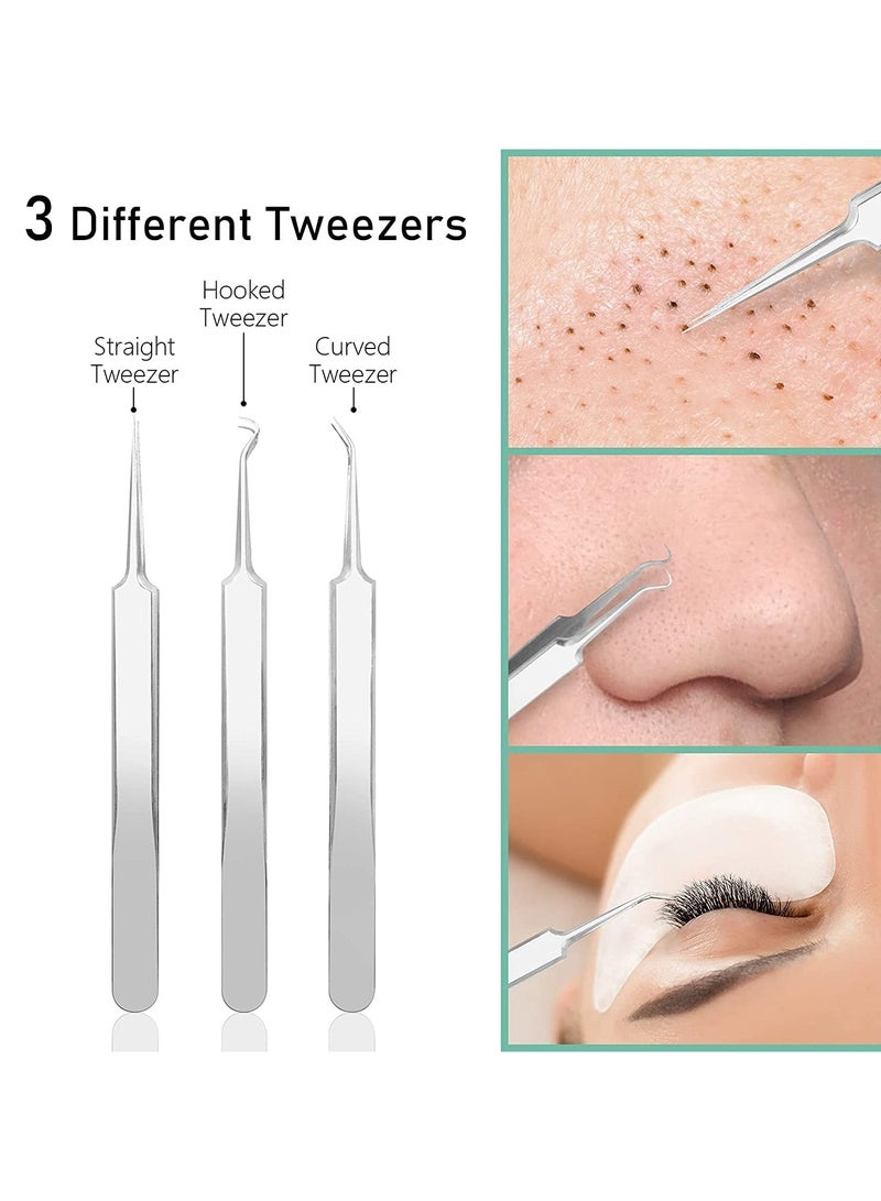 KHAJUL 8 Pcs Blackhead Remover Pimple Popper Tool Kit, Acne Blemish Pimple Extractor Needle, Facial Comedone Clip, Blackhead Tweezer, for Ingrown Hair Removal in Metal Case - Image 5