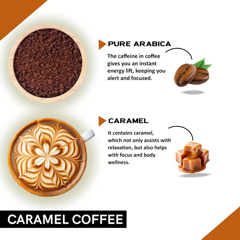 COFFEECURRY Caramel Coffee Powder with Frother - Enhances Memory, Energy and Focus | Premium Arabica Coffee Powder - 50 Gms + Frother - Image 2