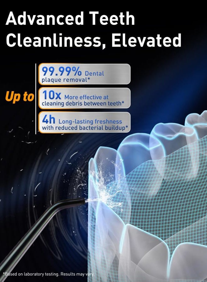 MySmile LP221 UVC Sterilizable Cordless Water Flossers for Teeth 335ML Portable OLED Display Dental Flosser with 4 Modes 8 Jet Tips and a Storage Pouch for Home and Travel (Midnight Black) - Image 2