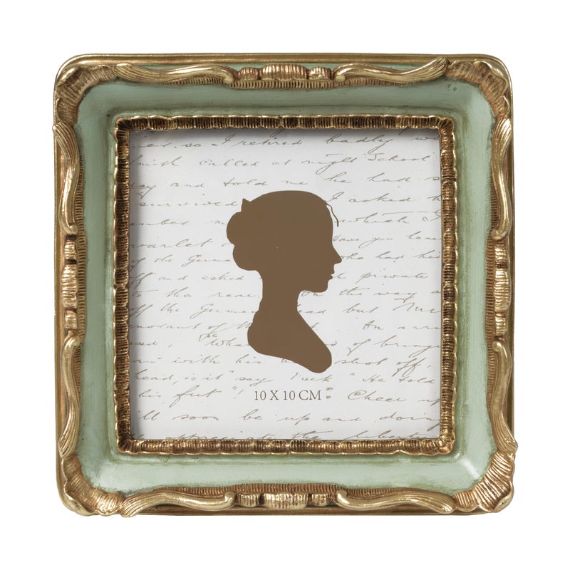 AELS 4x4 Inch Vintage Picture Frame, Elegant Antique Square Photo Frames with Glass Front, Photo Display, Tabletop Wall Hanging, Gift Ideas, Gold and Green - Image 1