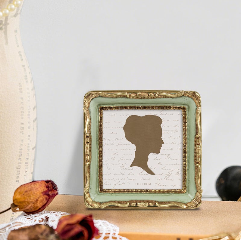 AELS 4x4 Inch Vintage Picture Frame, Elegant Antique Square Photo Frames with Glass Front, Photo Display, Tabletop Wall Hanging, Gift Ideas, Gold and Green - Image 5