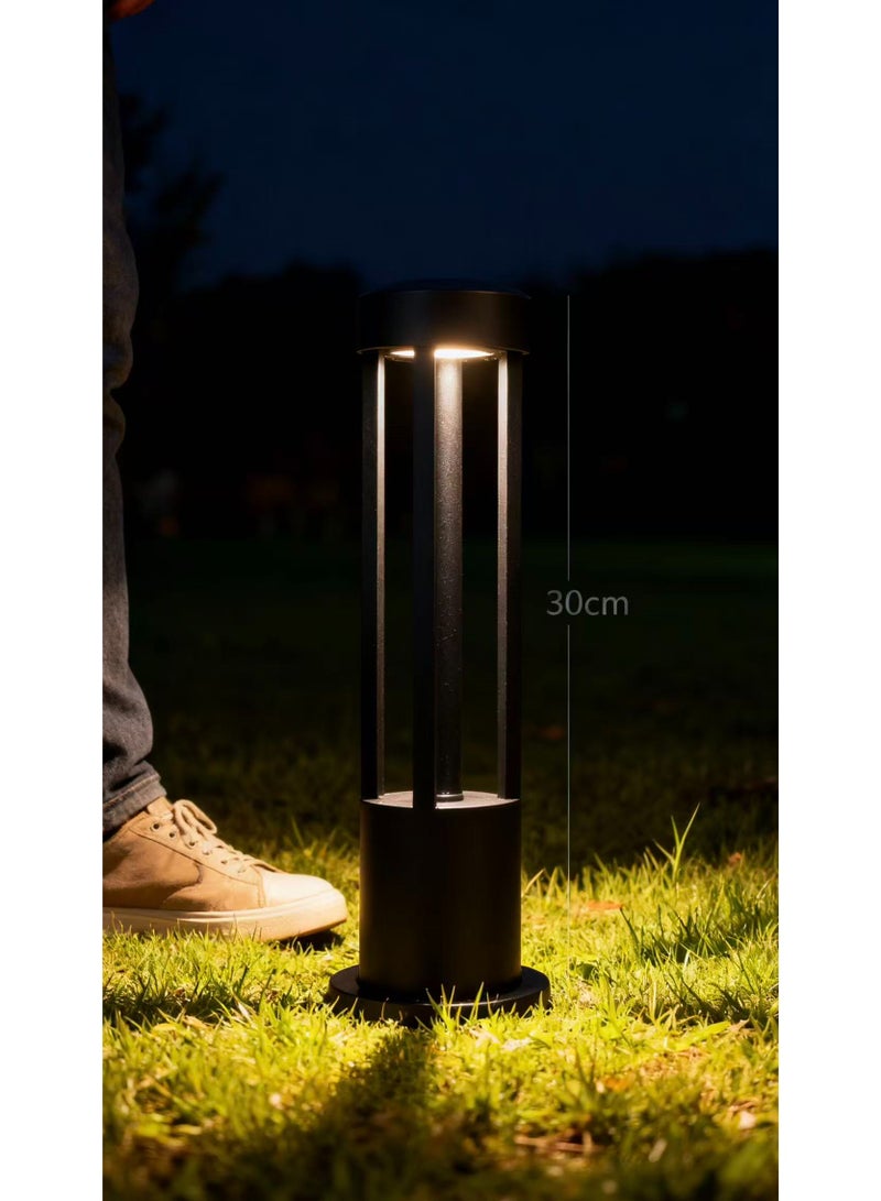 Vmax 12W LED Garden Lawn Light Outdoor Landscape Lamp, IP65 Waterproof Courtyard Bollard Light, Warm White Aluminum Body Φ150×300mm - Image 3