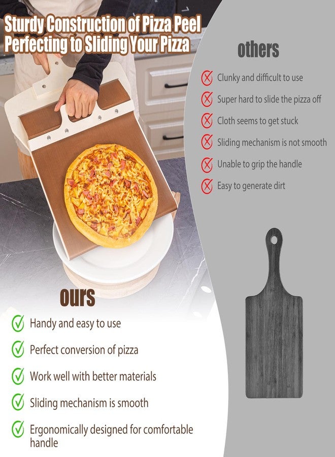 Leozzo Sliding Pizza Peel, Pizza Slider Paddle with Pizza Cutter Rocker, Non-Stick Pizza Peel Slider with Handle Detachable Transfers Pizza Pie, 12” Wood Sliding Pizza Peel with Replacement Cloth - Image 4