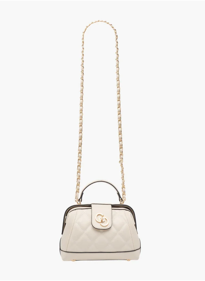 Celeste Women's Quilted Crossbody Bag with Flap Closure and Chain Strap