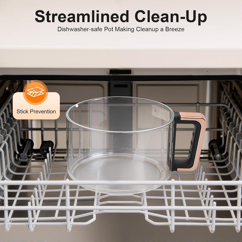 Airy Fryer, 4.2L/3.81Qt Glass Air Fryer Touchscreen with Digital Display, 360° Viewable Airy Fryer with Grill 8 Preset Modes Glass Cylinder Air Fryer for Home Kitchens, Picnics (White) - Image 4