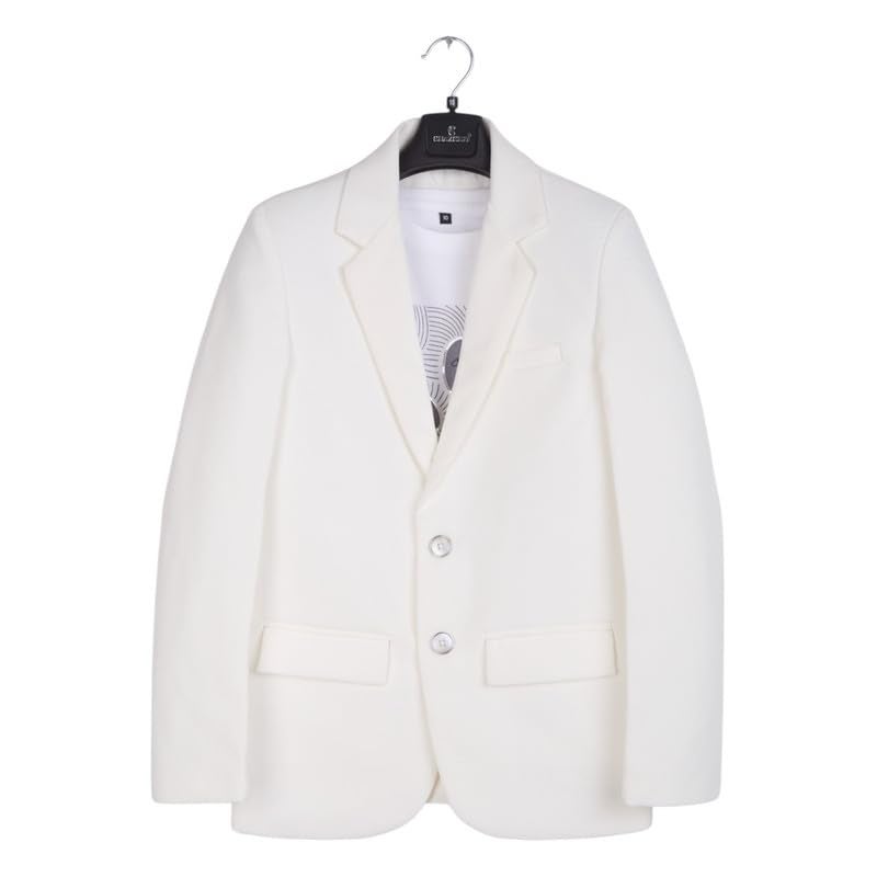 CHARCHIT Boys Regular Fit Plain Blazer and T-Shirt Set in White - Image 3