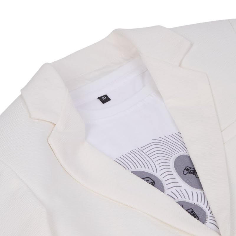 CHARCHIT Boys Regular Fit Plain Blazer and T-Shirt Set in White - Image 5