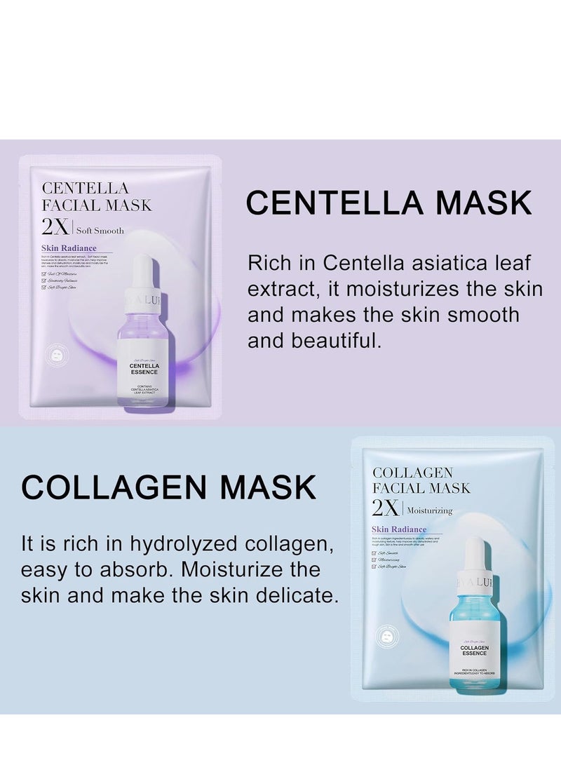 بيو أكوا 8 قطع Essence Face Mask Set - مجموعة أقنعة الوجه للعناية بالبشرة - مجموعة قناع فيتامين سي - قناع الوجه بالكولاجين - قناع الوجه المرطب - ترطيب ، مغذي ، مضاد للشيخوخة ، أقنعة ورقية متعددة الحزم - Image 4