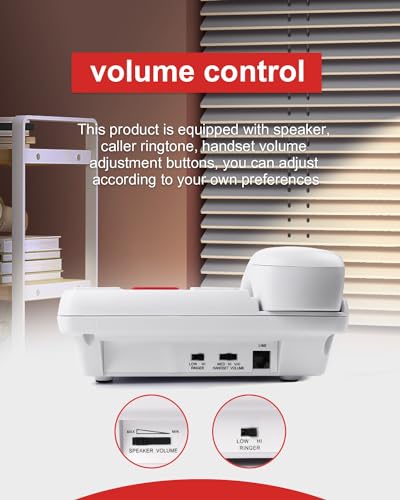 MCHEETA Big Button Phone for Seniors, Large Button Phones for Elderly with Picture, Hand-Free Corded Phone with LED Call Alert, Adjustable Volume and 3 One-Touch Dialing for Elderly People, White - Image 5