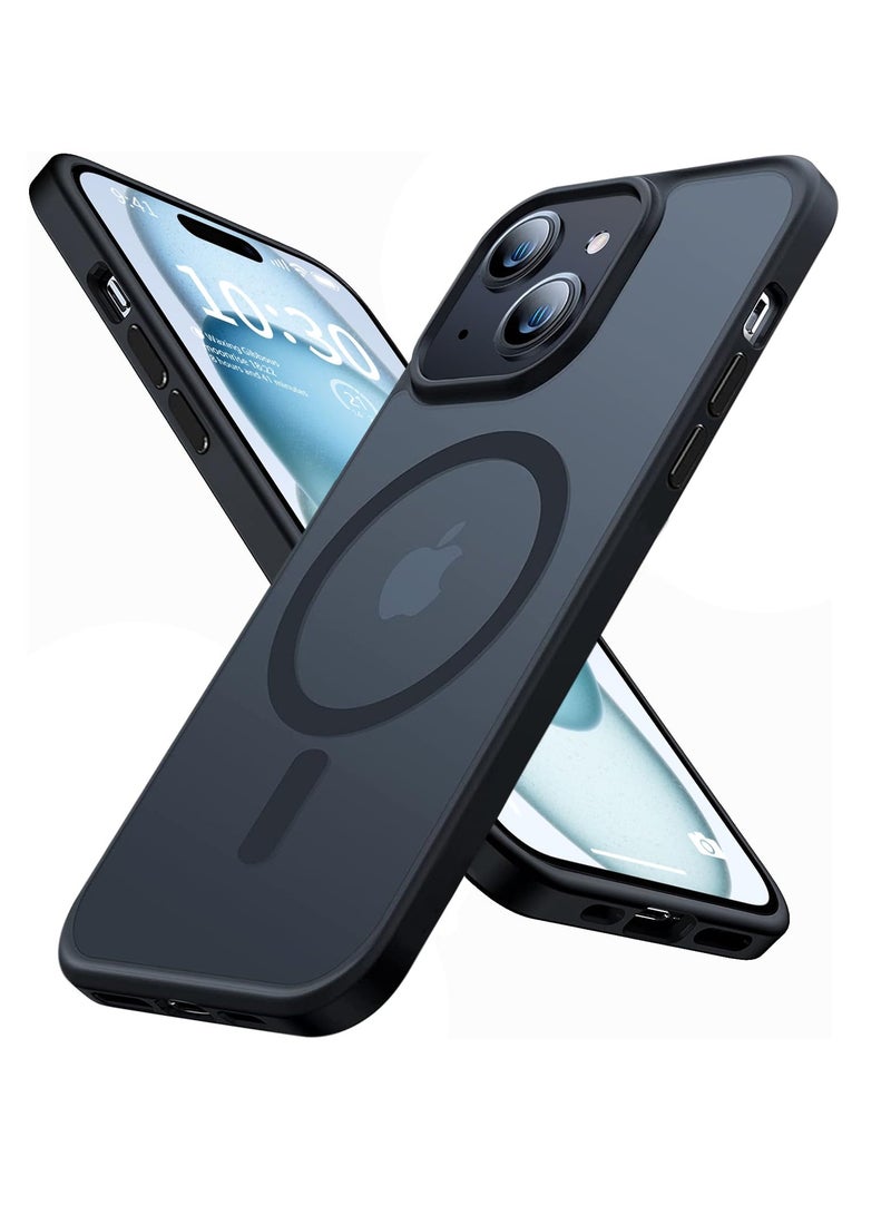 INFOSUN iPhone 15 Plus Case Cover Compatible with Magsafe Magnetic Designed Shockproof Case Translucent Matte Protective Cover Back Hard Cases with Magnet for iPhone 15 Plus Case Black - Image 1
