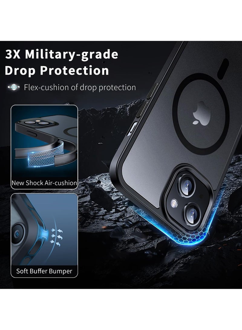 INFOSUN iPhone 15 Plus Case Cover Compatible with Magsafe Magnetic Designed Shockproof Case Translucent Matte Protective Cover Back Hard Cases with Magnet for iPhone 15 Plus Case Black - Image 3