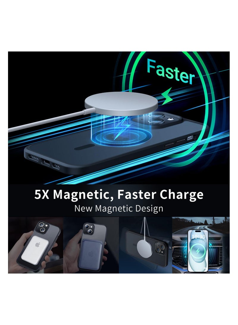 INFOSUN iPhone 15 Plus Case Cover Compatible with Magsafe Magnetic Designed Shockproof Case Translucent Matte Protective Cover Back Hard Cases with Magnet for iPhone 15 Plus Case Black - Image 4