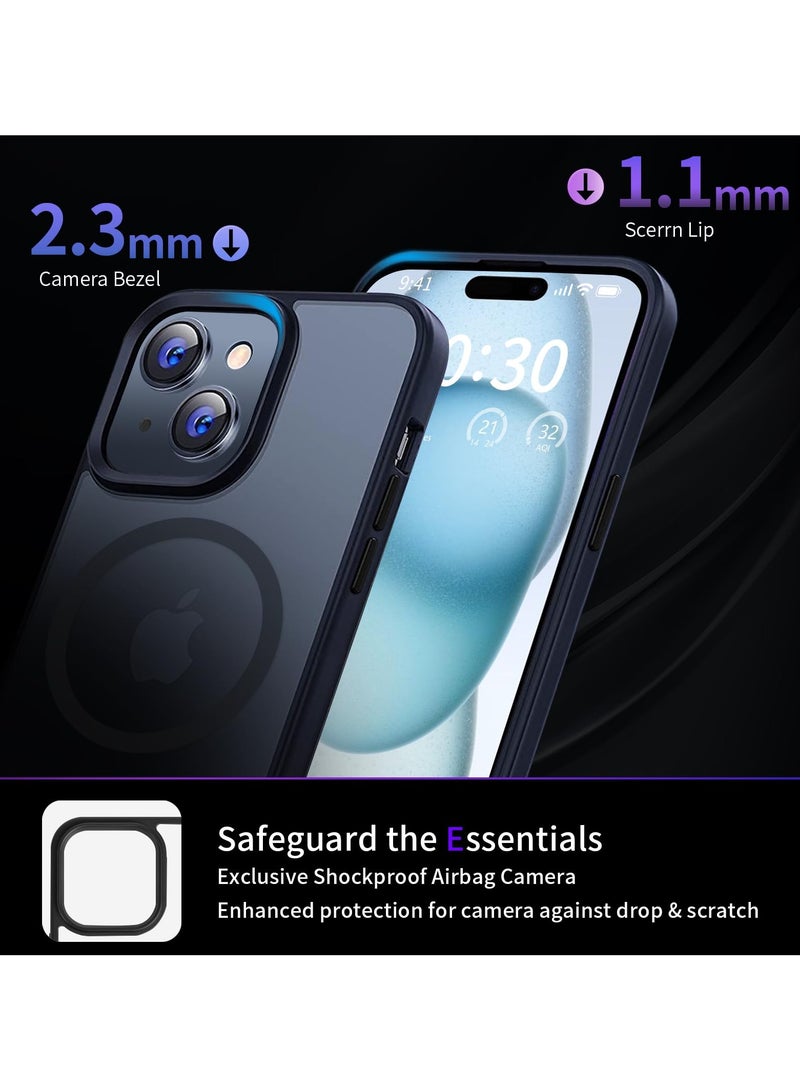 INFOSUN iPhone 15 Plus Case Cover Compatible with Magsafe Magnetic Designed Shockproof Case Translucent Matte Protective Cover Back Hard Cases with Magnet for iPhone 15 Plus Case Black - Image 5