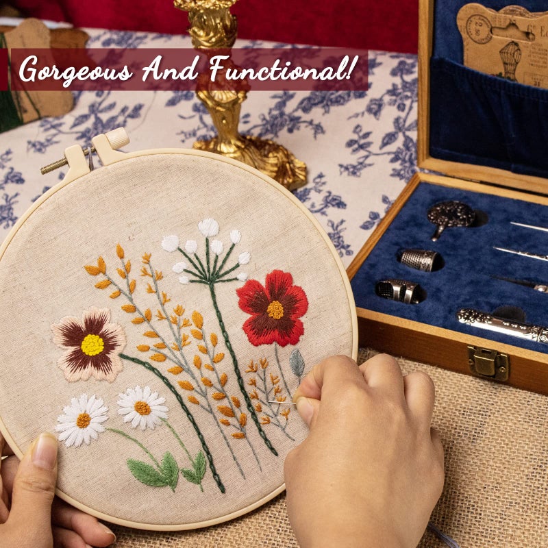 TALERLUV Vintage Embroidery Scissors Kit, Victorian Needlework Gift Set with Antique Shear, Thread Cutter, Thimbles, Needles, Awl, Bodkin, Winding Board for Sewing, Knitting, Cross Stitch, Quilting - Image 3
