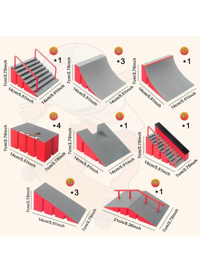 CS COSDDI Skateboard Ramp 12-in-1, Fingerboard Half Pipe Ramp, Mini Skateboards for Fingers, Finger Skateboards Kit for Fingerboards Training Props Interactive Freestyle Skate Game for Kids Adults - Image 3